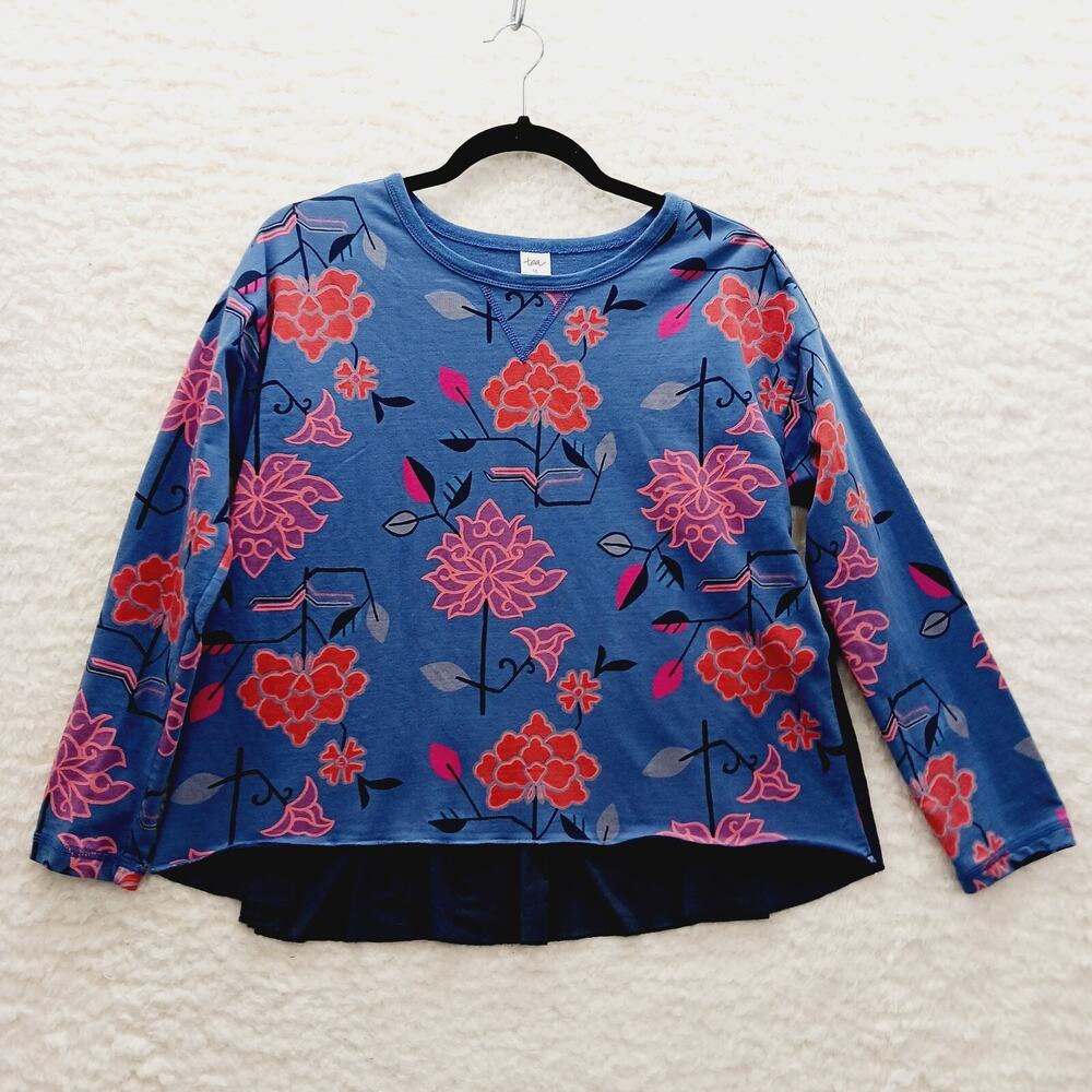 T-Shirt Women Floral Peplum Blue Pink Indie Sleaze Cottagecore Whimsycore Sz 16